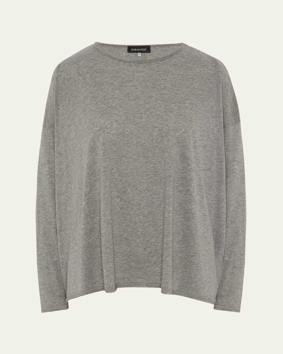 Long Sleeve Double Edge Scoop Neck T-Shirt (Mid Plus Length)